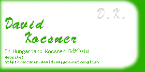 david kocsner business card
